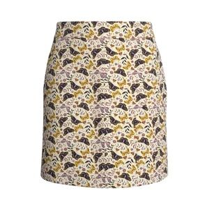 Duluth Trading Co Cream Floral Print A-Line Skirt with Purple and Gold Accents
